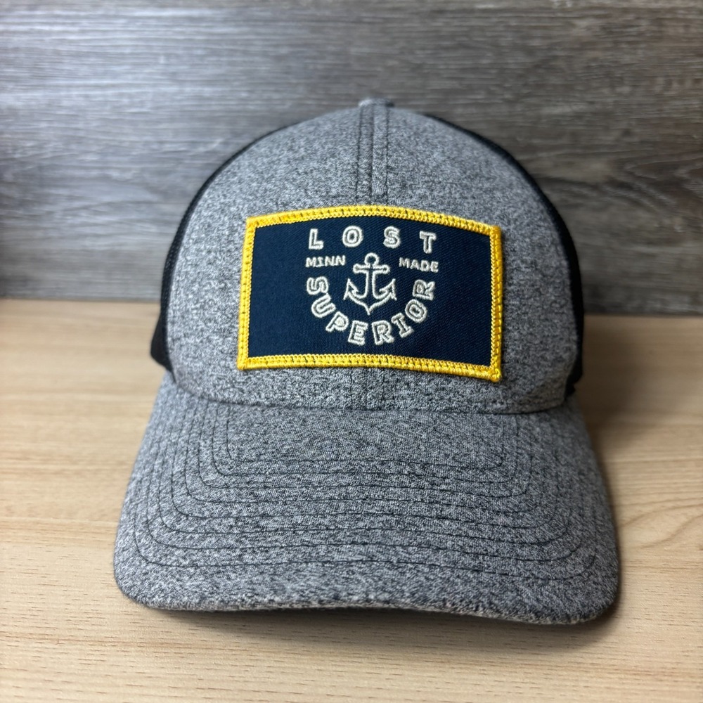 Lake Superior Hat Cap Snap Back Gray Mesh Lost Superior Minnesota Adjustable
